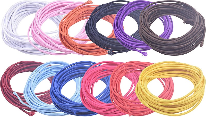 KONMAY 60 Yards 2.5mm Mixed Elastic Stretchy String Shock Cord Braided Elastic Band Rubber Rope Jewelry Cord - Image 1